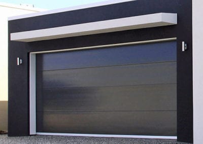 Black insulated panel contemporary garage doors
