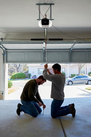 garage door opener being fixed